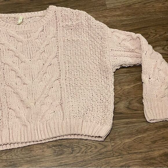 Aeropostale Blush Pink Cable Knit Long Sleeve Sweater Size Large - Picture 5 of 11